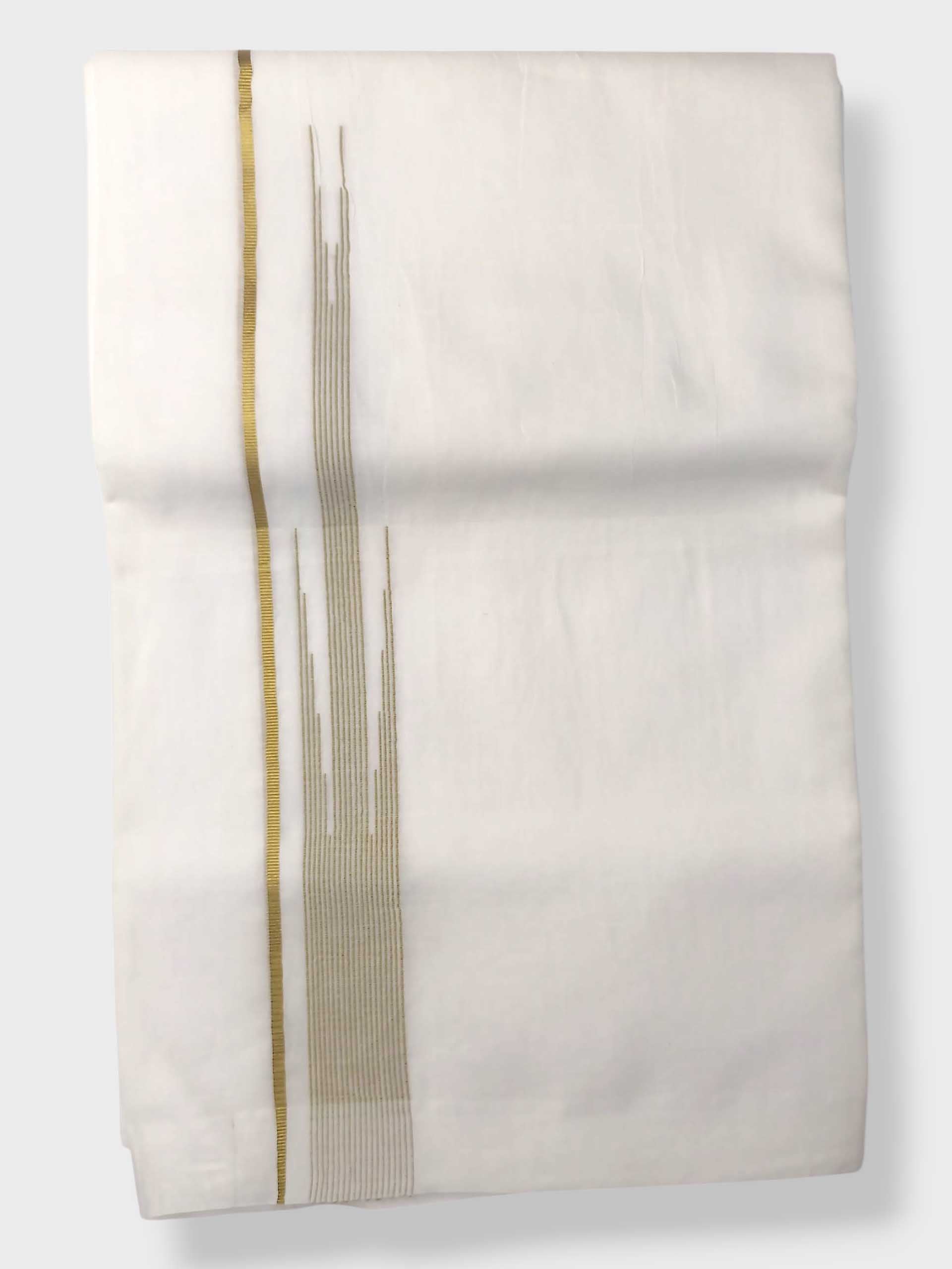 Pure White Cotton Men's Double Dhoti