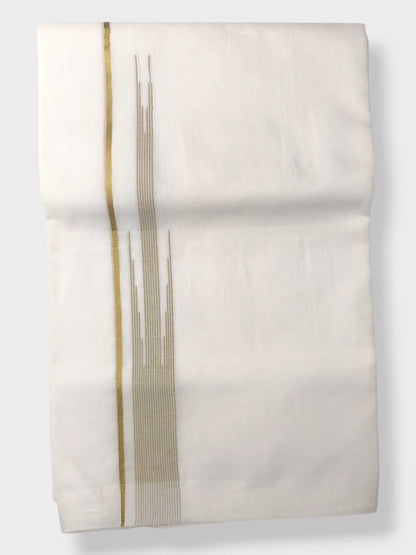 Pure White Cotton Men's Double Dhoti