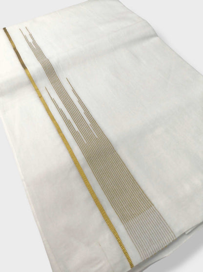 Pure White Cotton Men's Double Dhoti