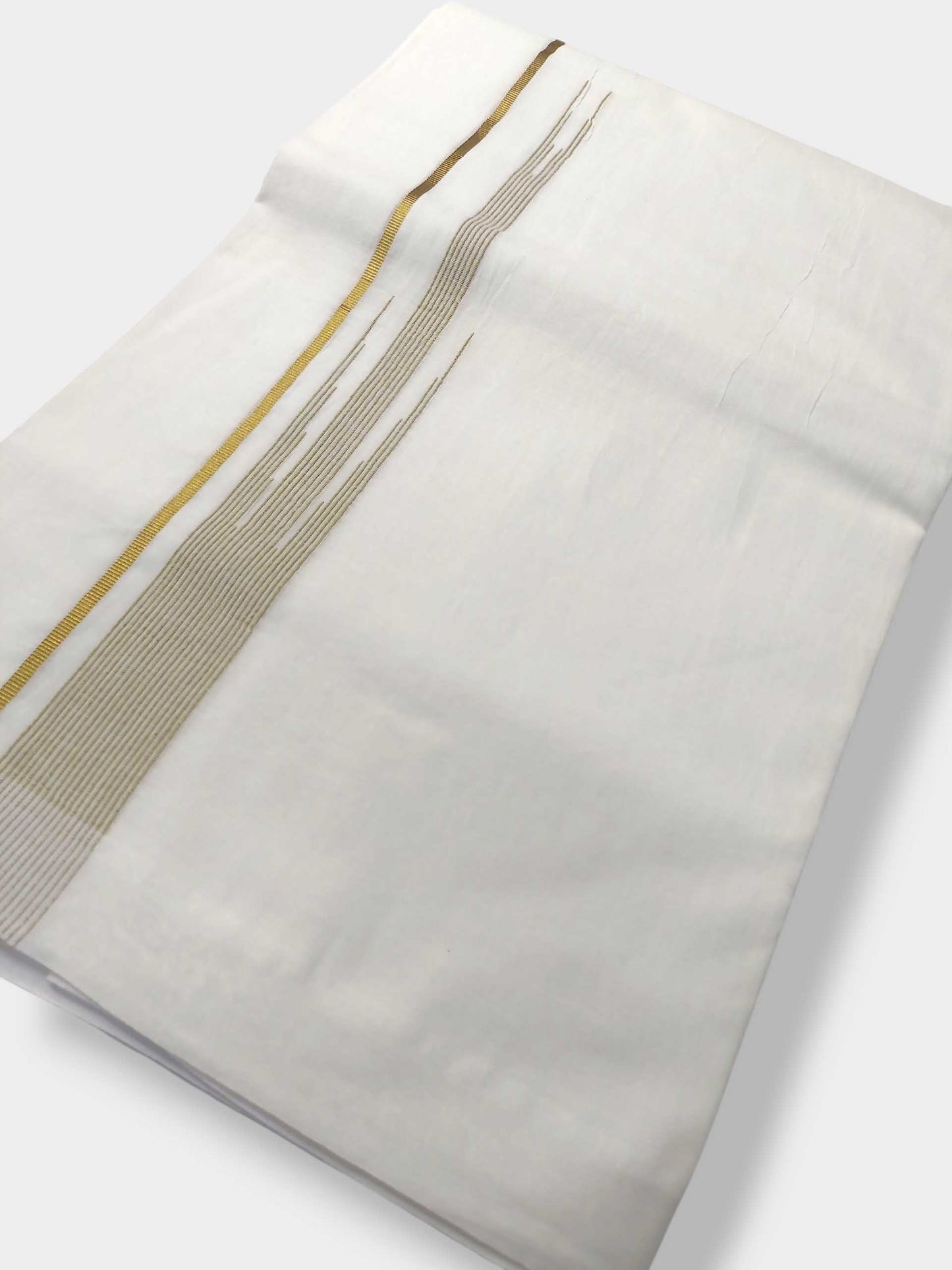 Pure White Cotton Men's Double Dhoti