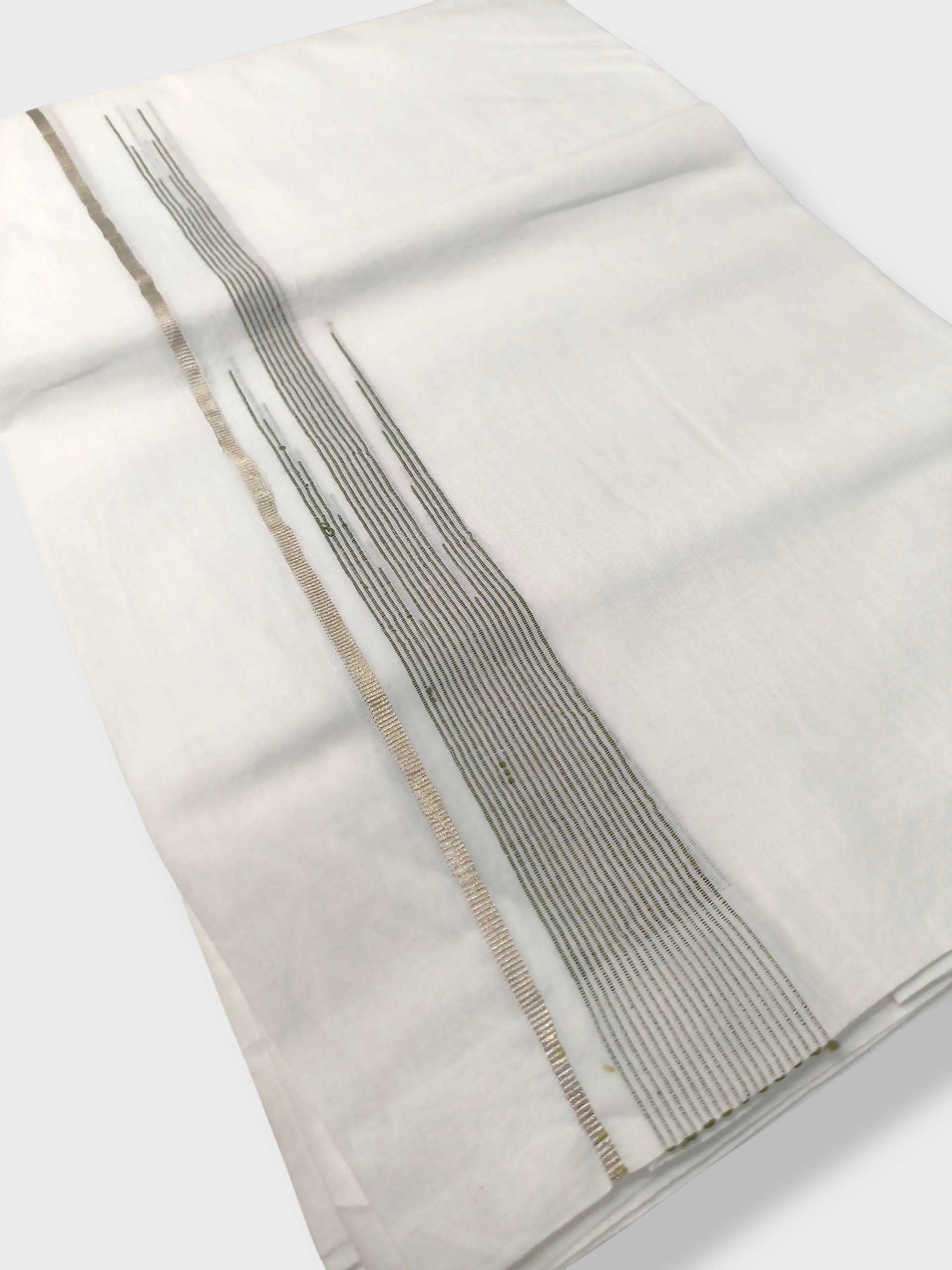 Pure White Cotton Men's Double Dhoti