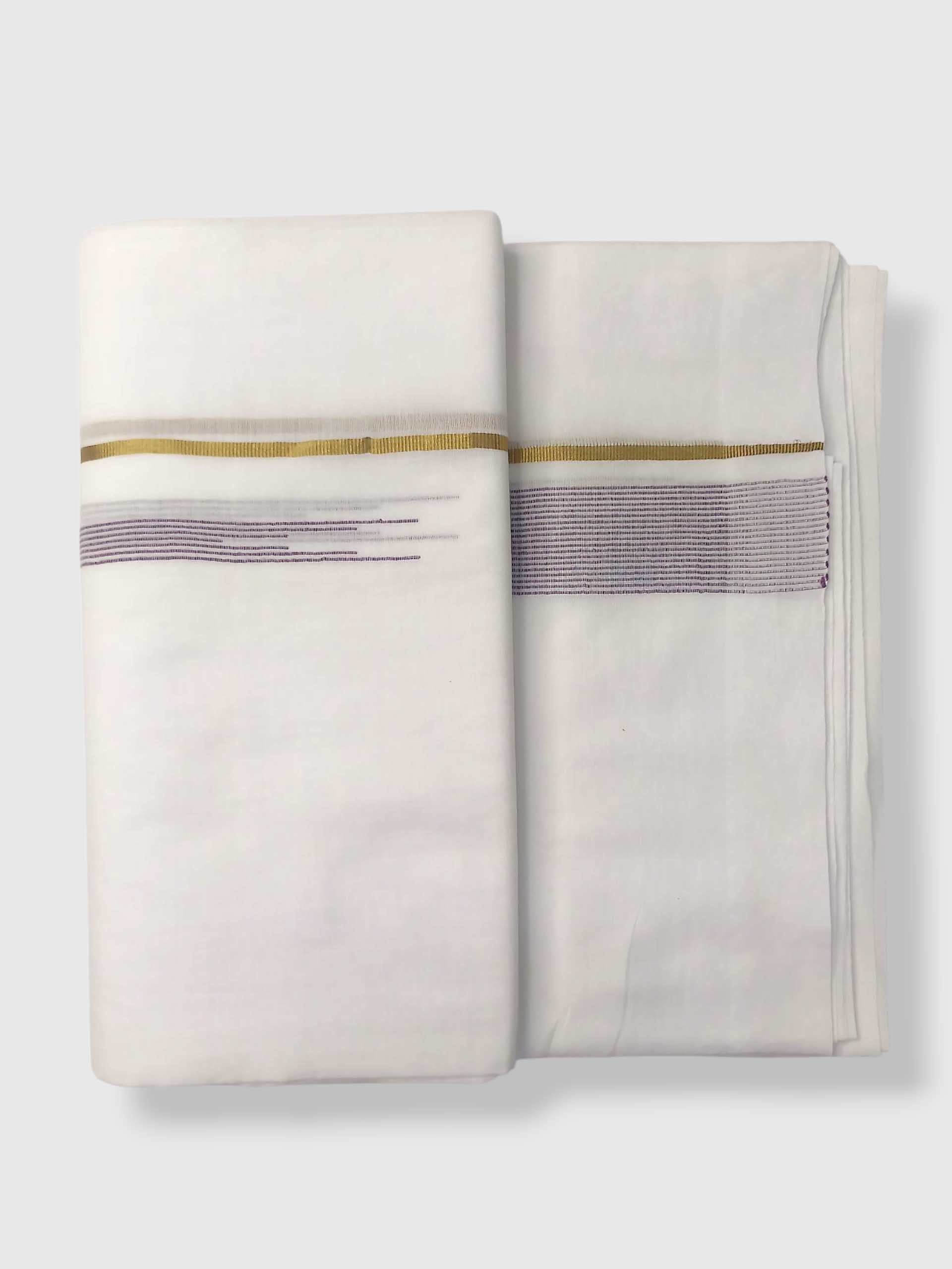 Pure White Cotton Men's Double Dhoti