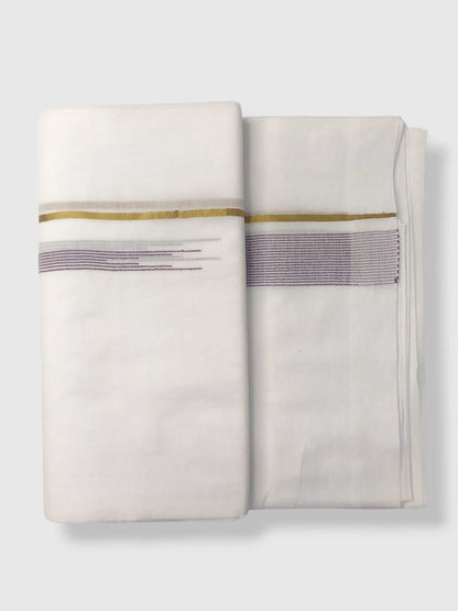 Pure White Cotton Men's Double Dhoti