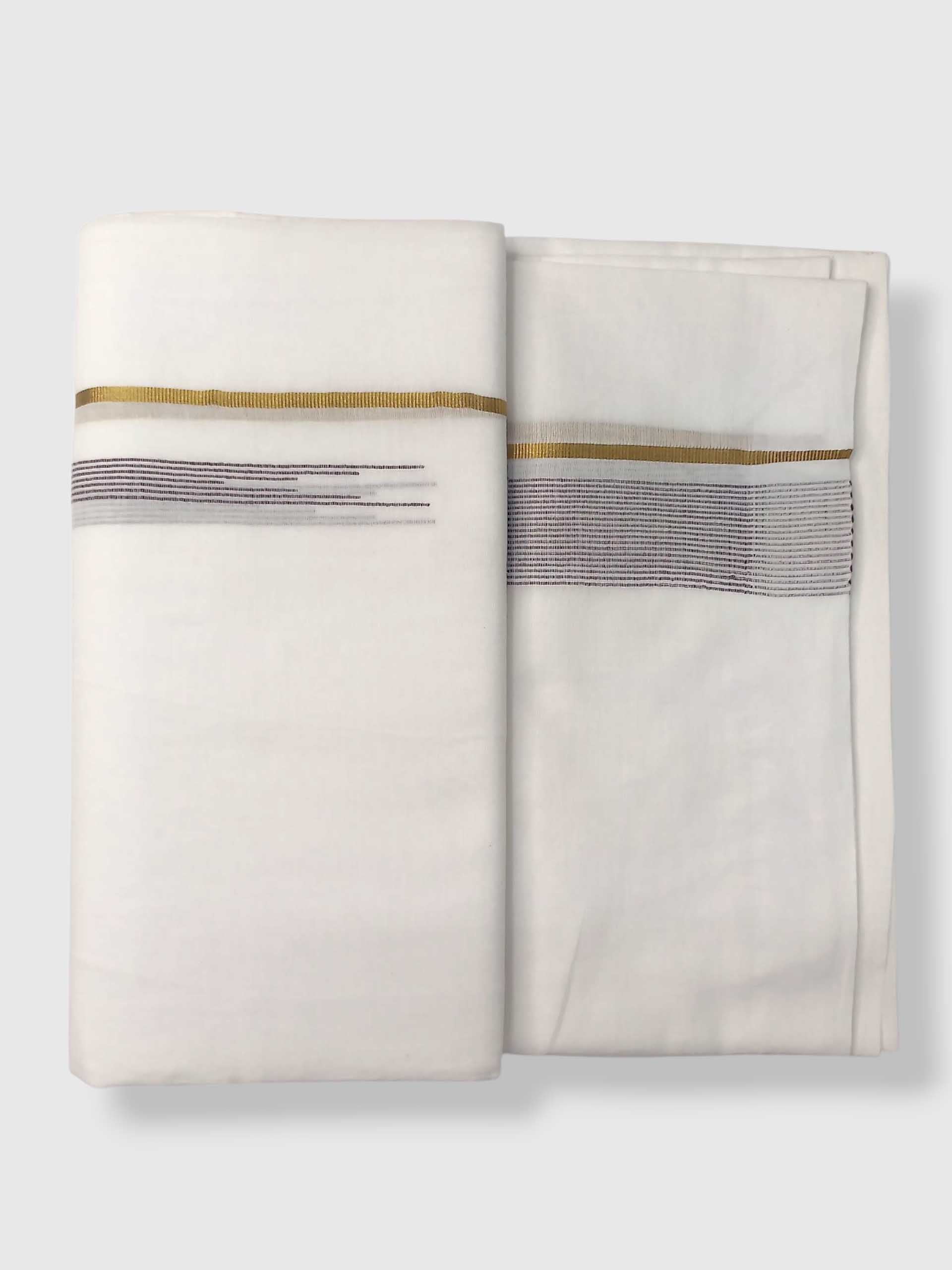 Pure White Cotton Men's Double Dhoti