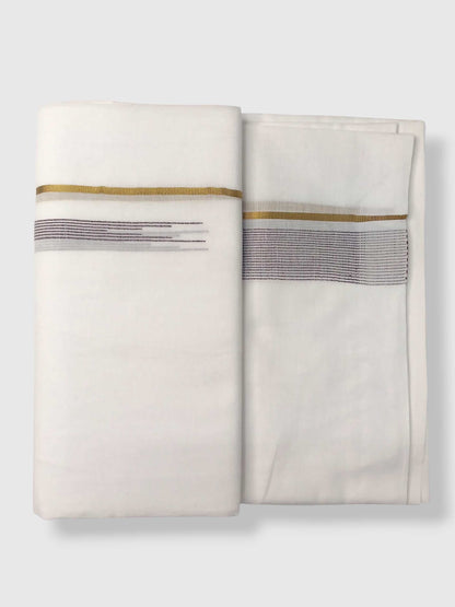 Pure White Cotton Men's Double Dhoti