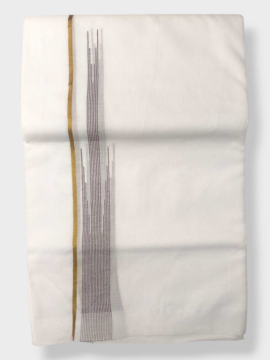 Pure White Cotton Men's Double Dhoti