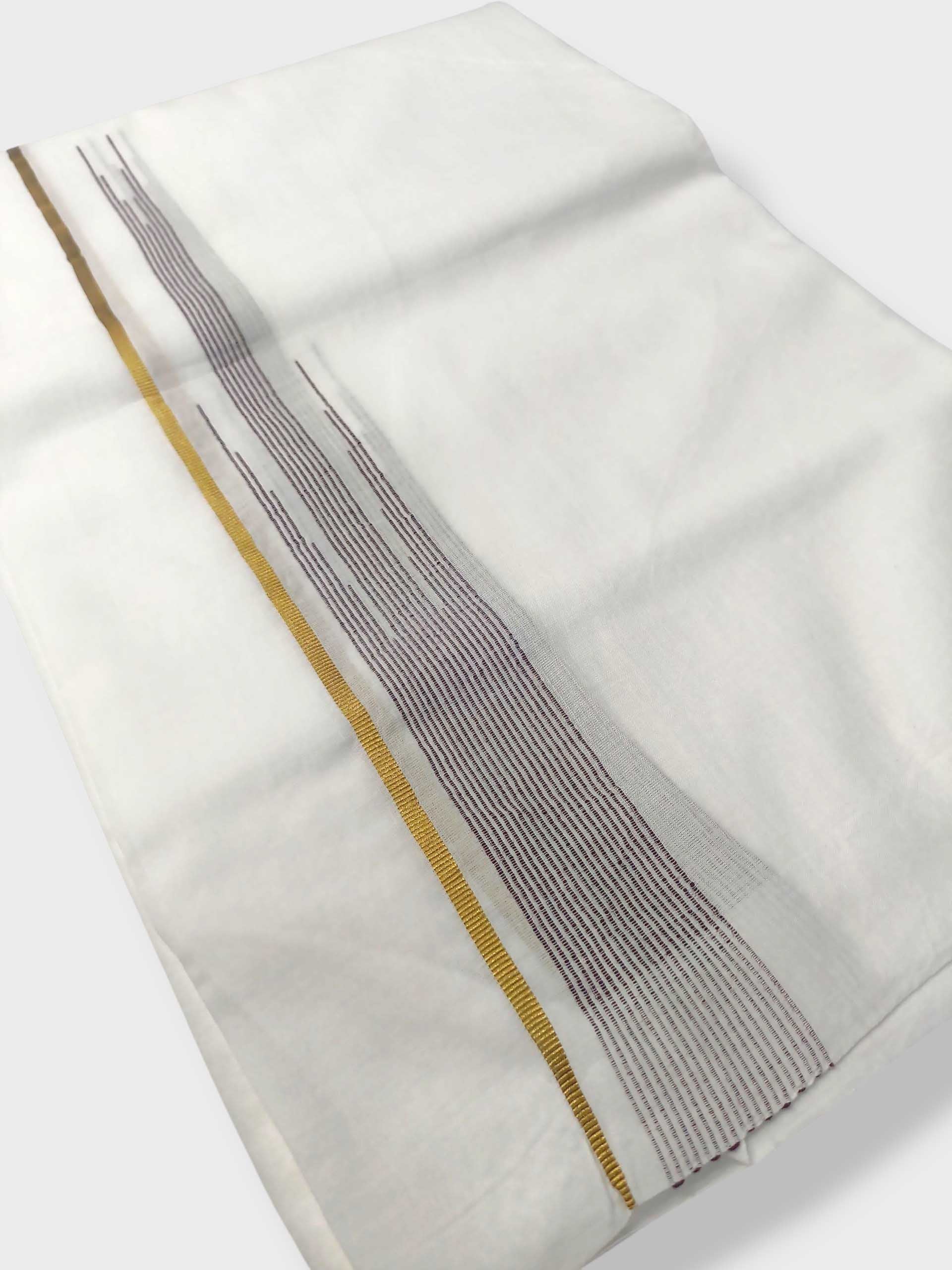 Pure White Cotton Men's Double Dhoti