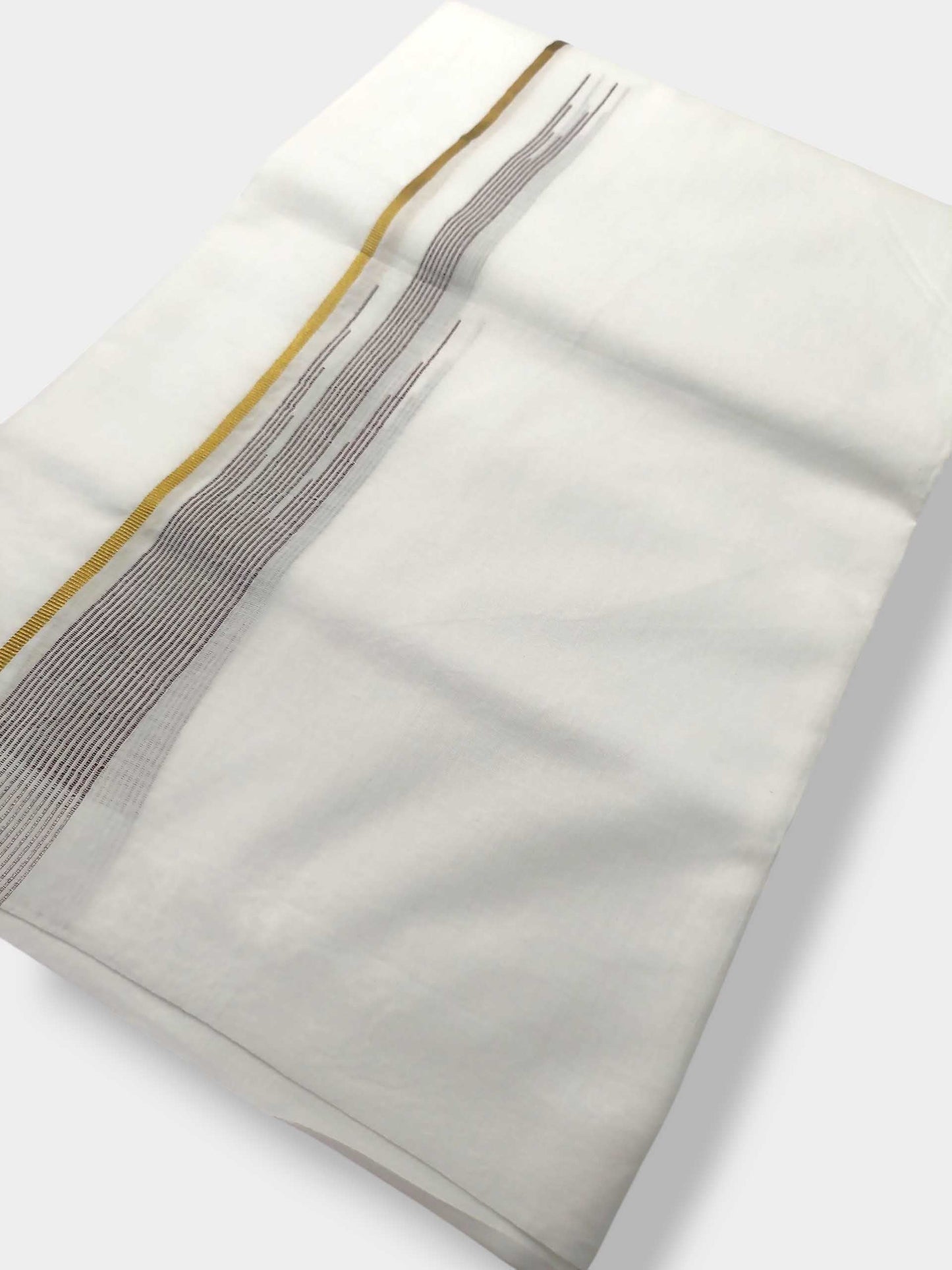 Pure White Cotton Men's Double Dhoti