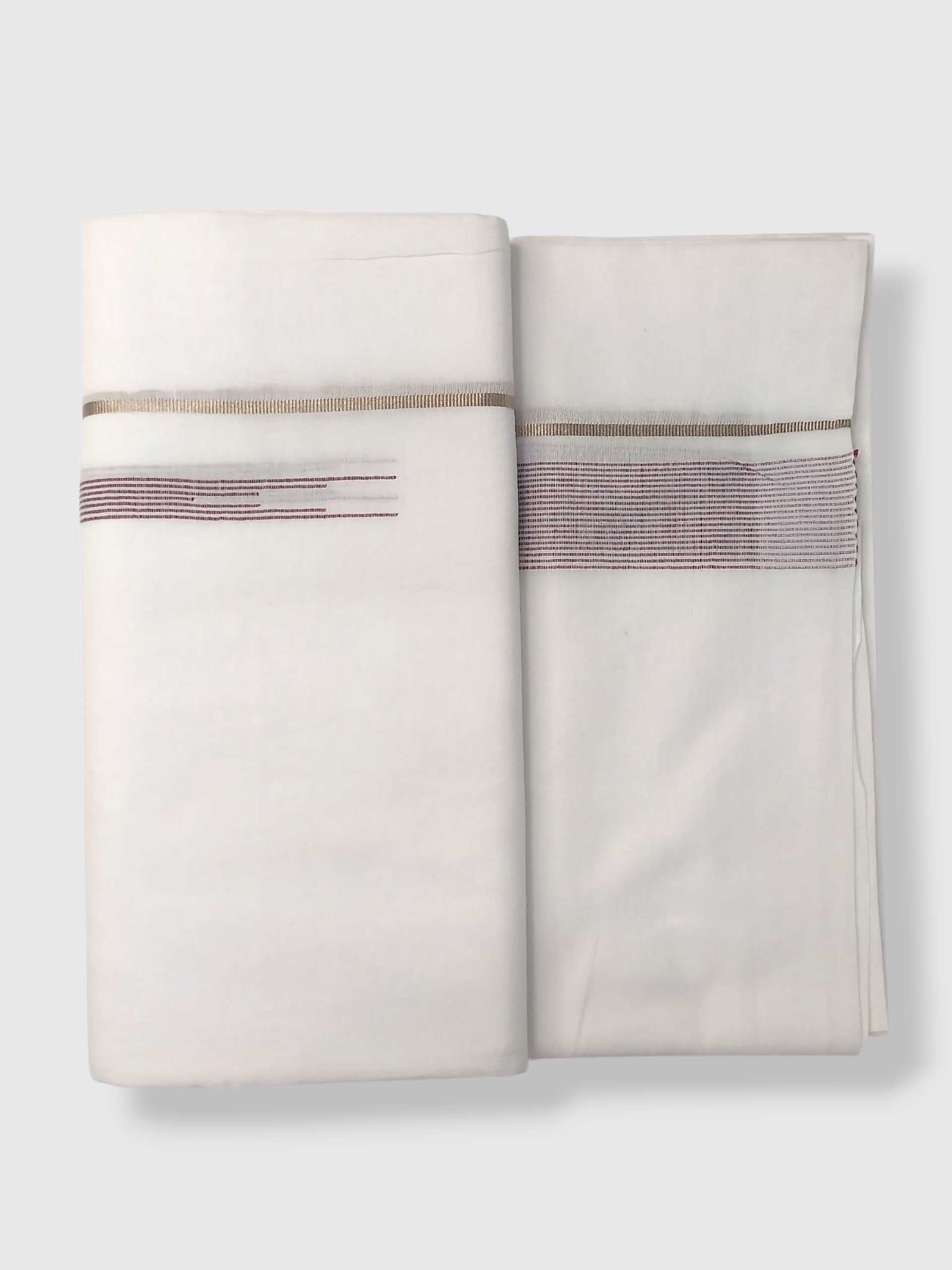 Pure White Cotton Men's Double Dhoti