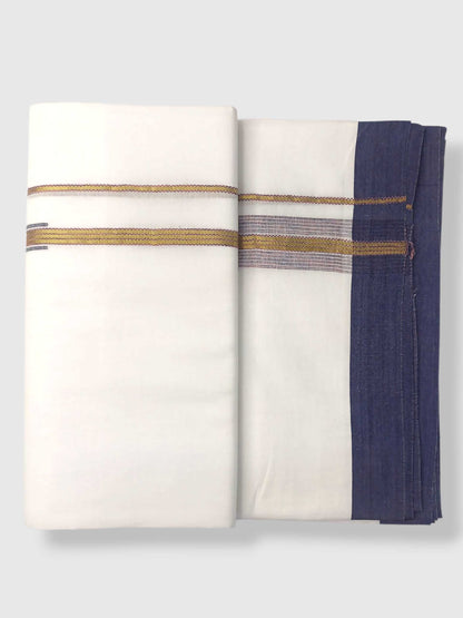 Pure White Cotton Men's Double Dhoti