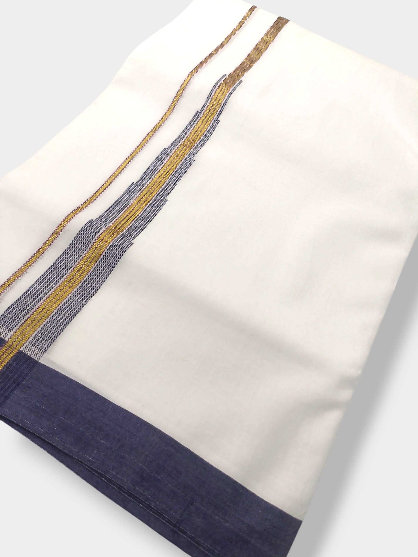 Pure White Cotton Men's Double Dhoti