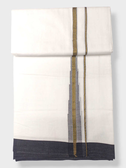 Pure White Cotton Men's Double Dhoti
