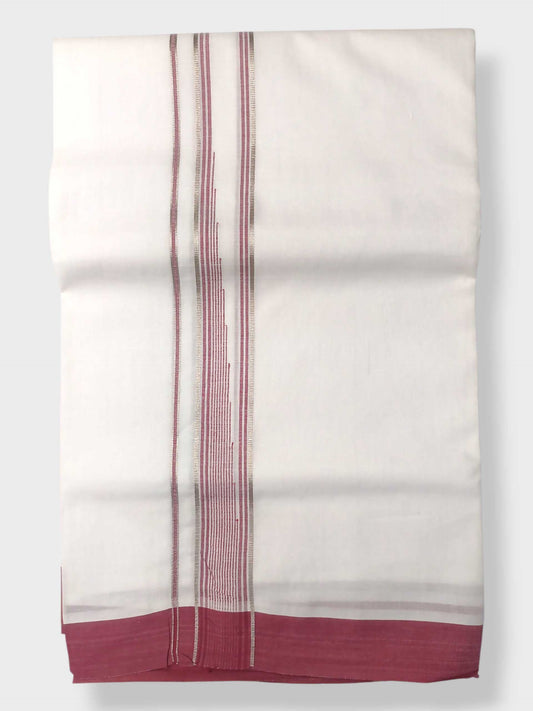 Pure White Cotton Men's Double Dhoti