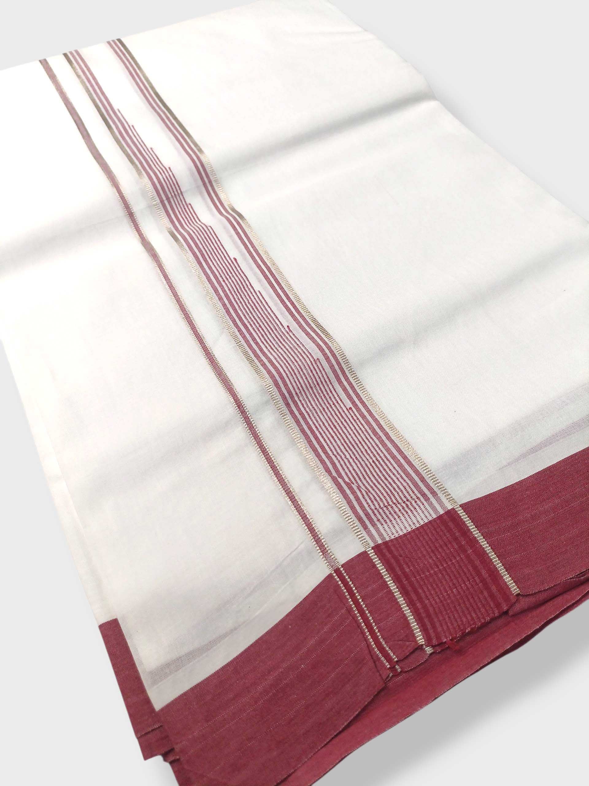 Pure White Cotton Men's Double Dhoti