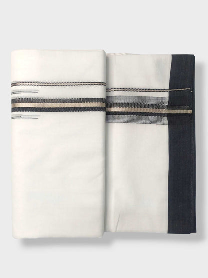 Pure White Cotton Men's Double Dhoti
