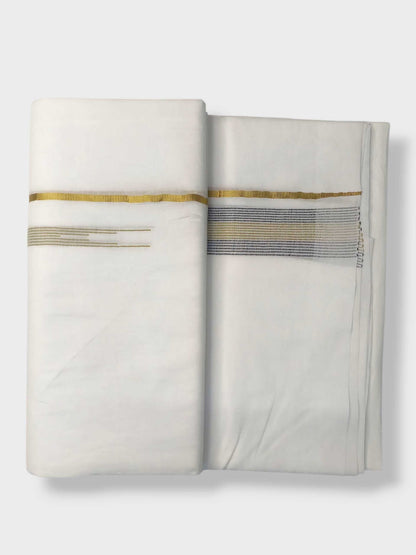 Pure White Cotton Men's Double Dhoti