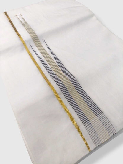 Pure White Cotton Men's Double Dhoti