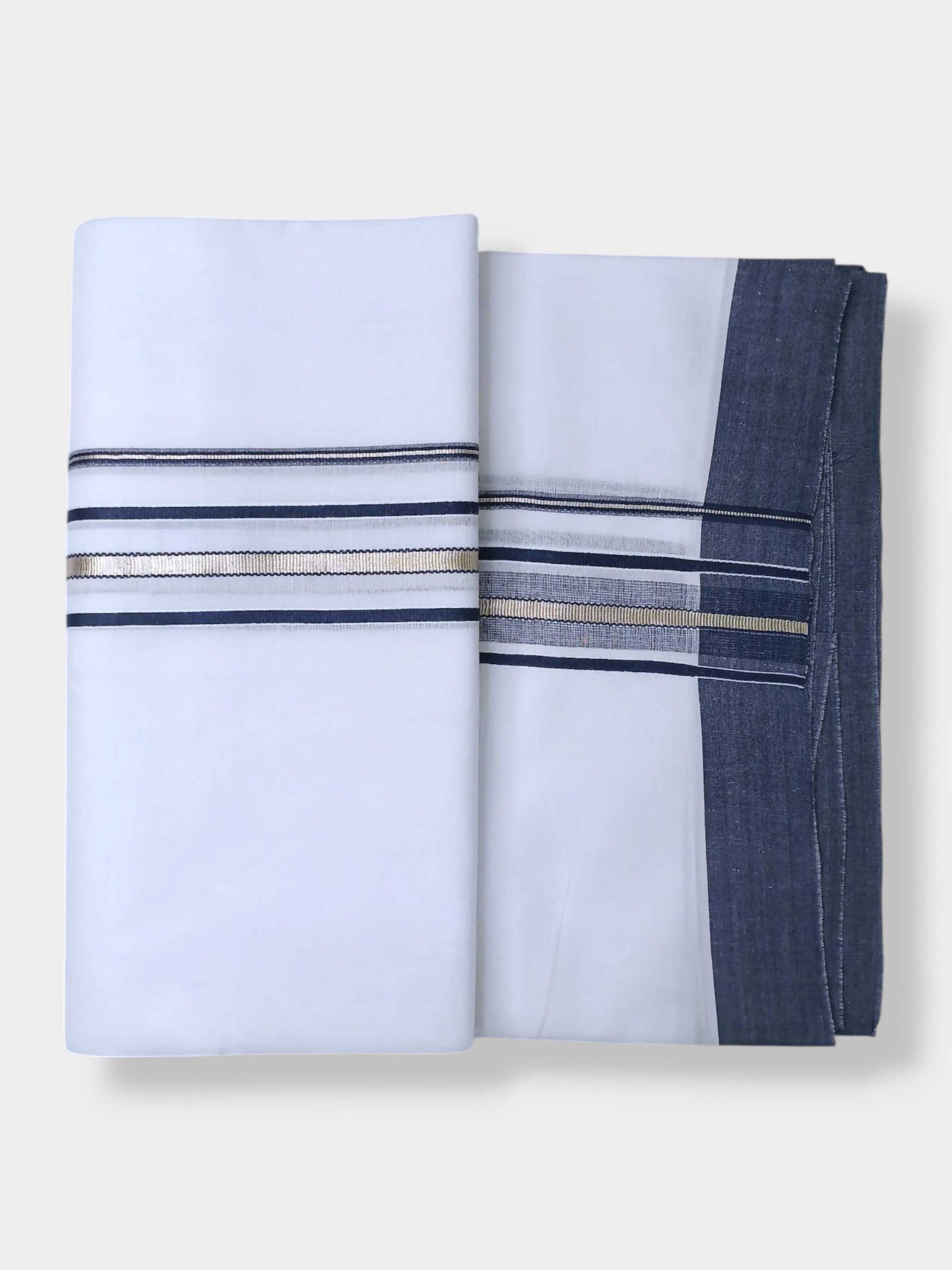Pure White Cotton Men's Double Dhoti
