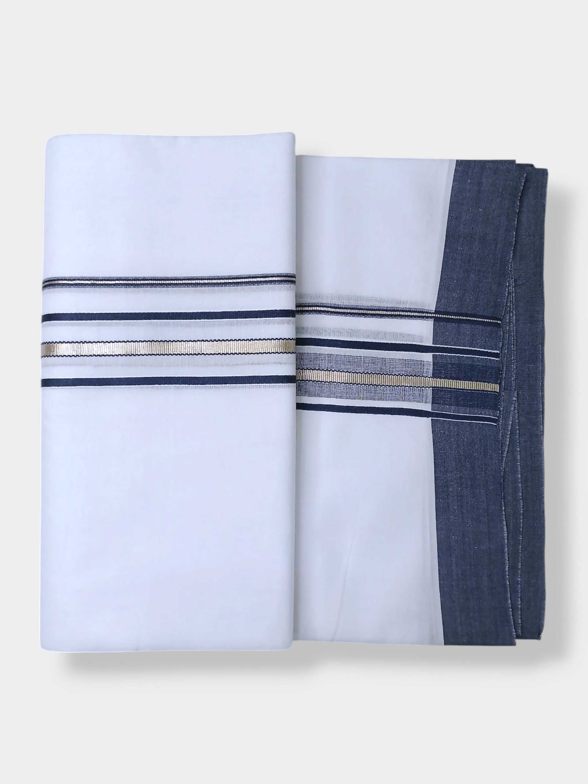 Pure White Cotton Men's Double Dhoti