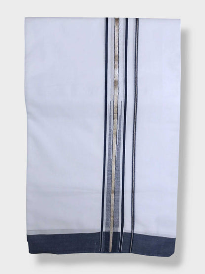 Pure White Cotton Men's Double Dhoti