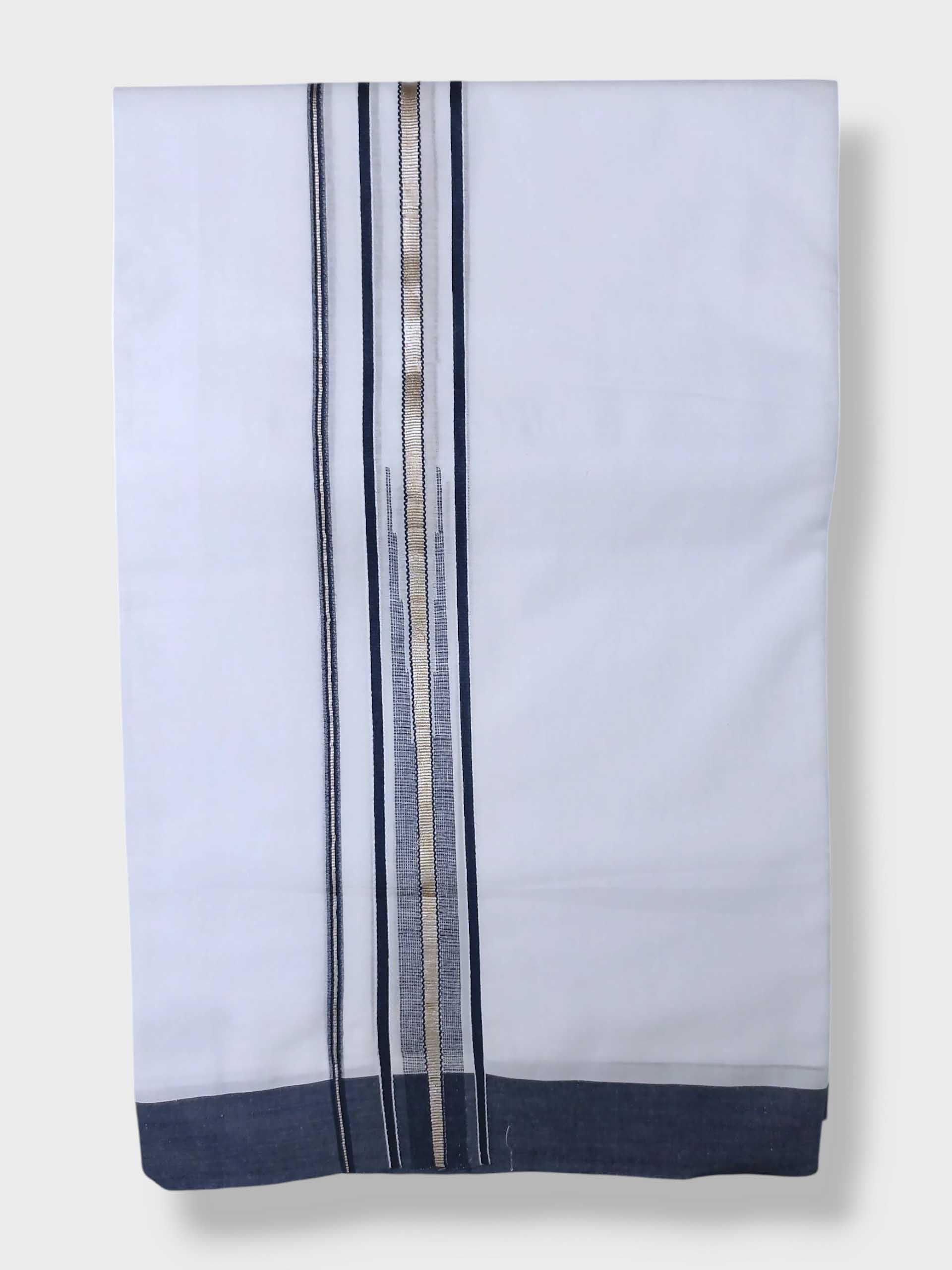 Pure White Cotton Men's Double Dhoti