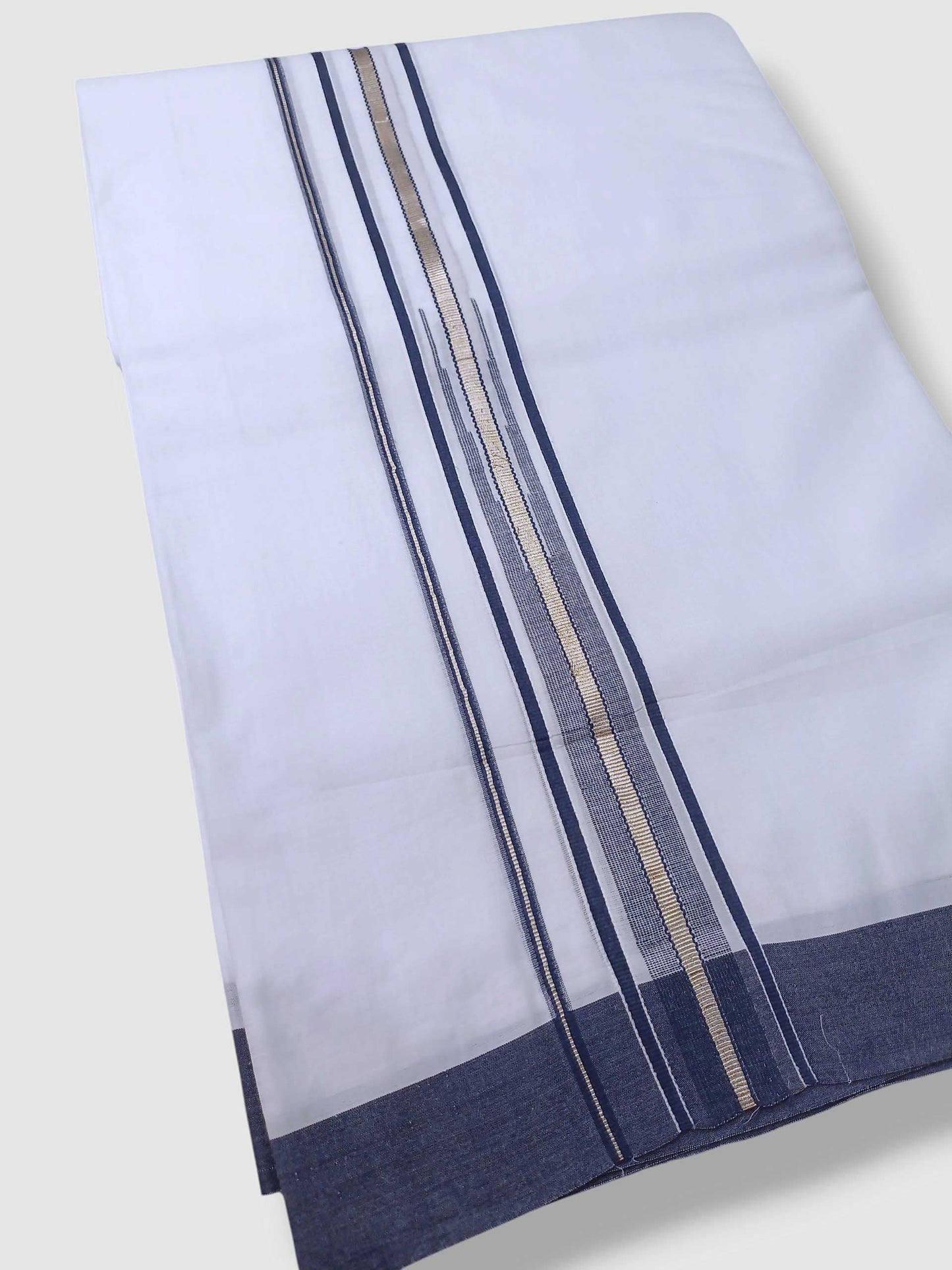 Pure White Cotton Men's Double Dhoti