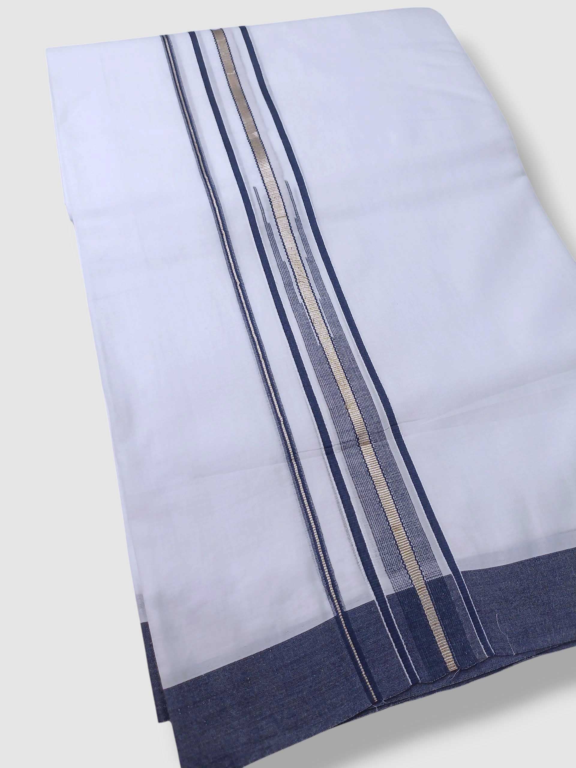 Pure White Cotton Men's Double Dhoti
