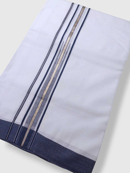 Pure White Cotton Men's Double Dhoti