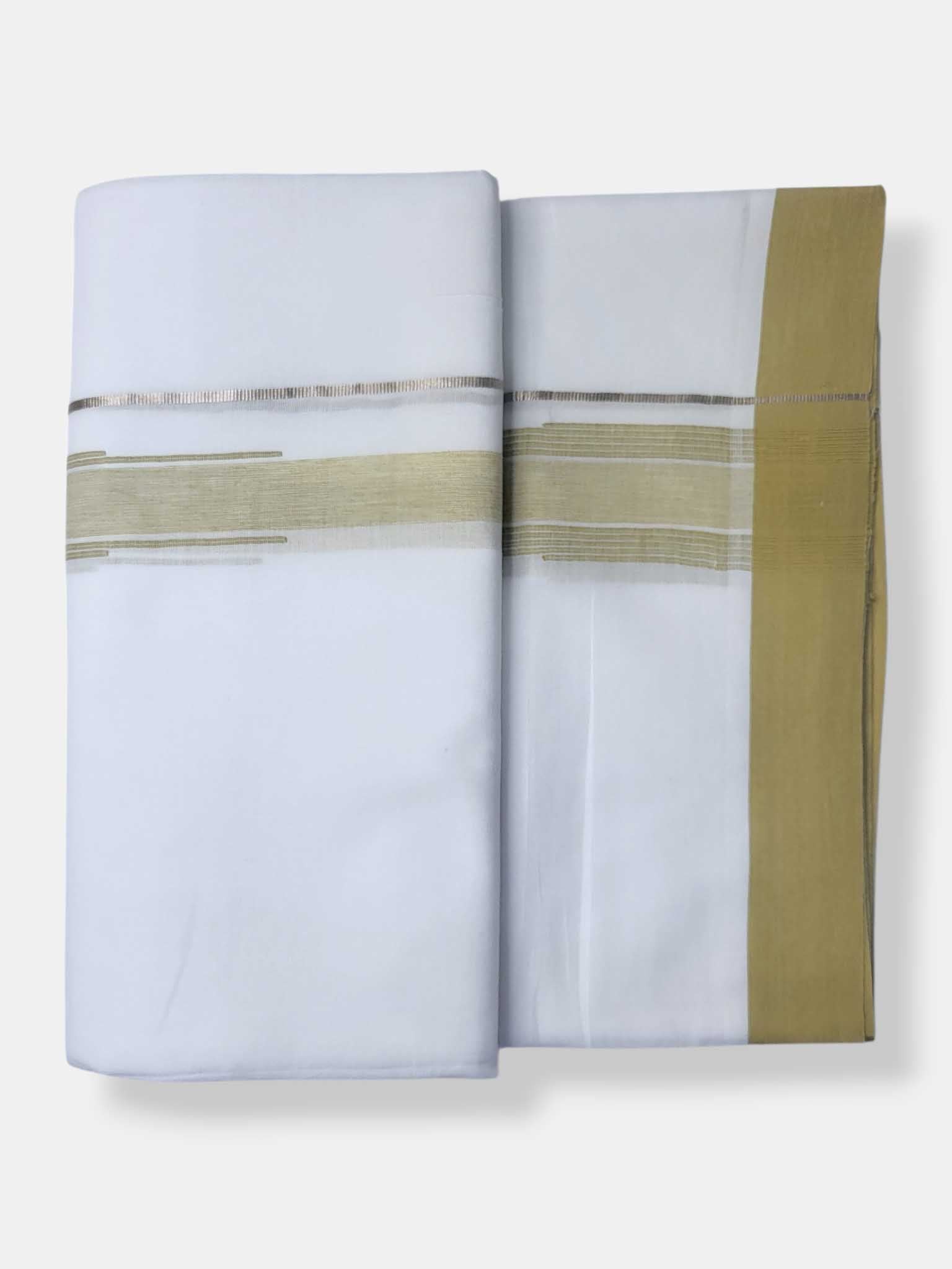 Pure White Cotton Men's Double Dhoti