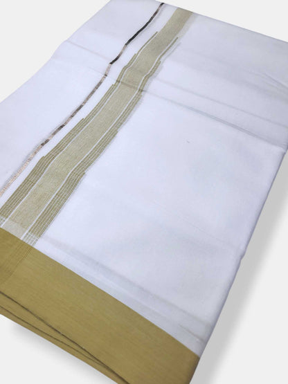 Pure White Cotton Men's Double Dhoti
