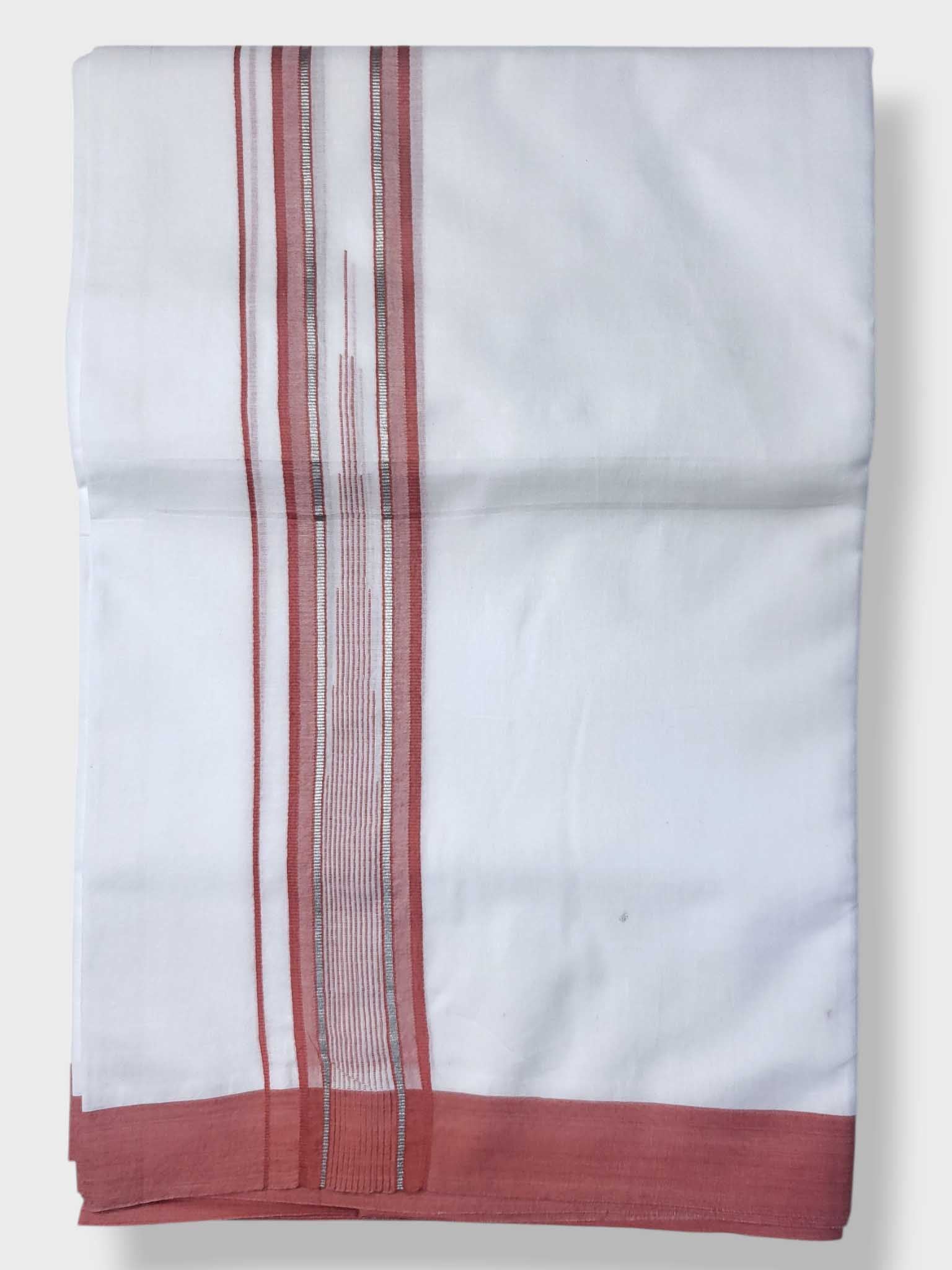Pure White Cotton Men's Double Dhoti