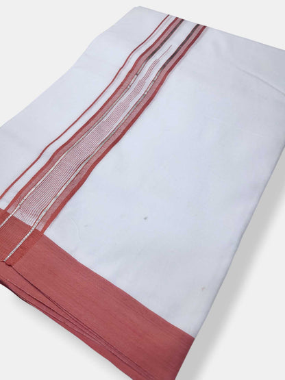 Pure White Cotton Men's Double Dhoti