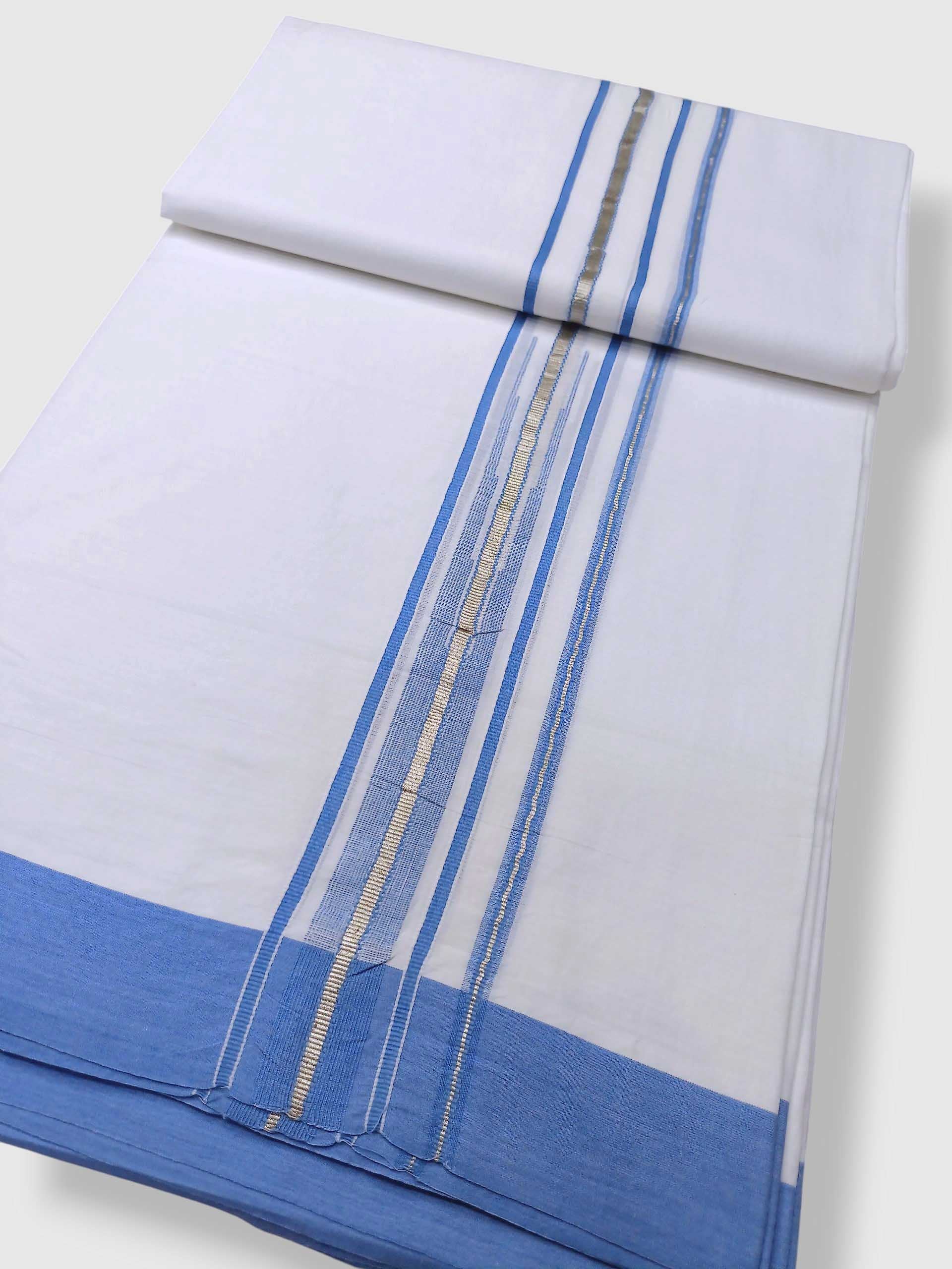Pure White Cotton Men's Double Dhoti
