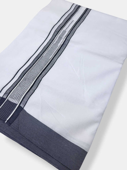 Pure White Cotton Men's Double Dhoti