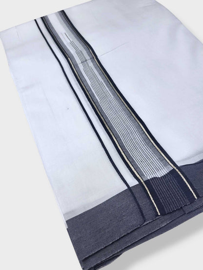 Pure White Cotton Men's Double Dhoti