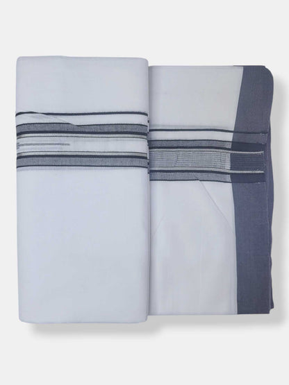 Pure White Cotton Men's Double Dhoti