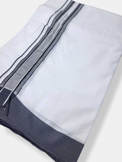 Pure White Cotton Men's Double Dhoti