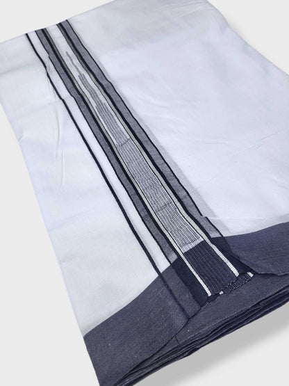 Pure White Cotton Men's Double Dhoti