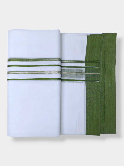 Pure White Cotton Men's Double Dhoti