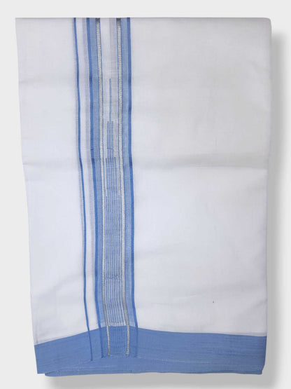 Pure White Cotton Men's Double Dhoti