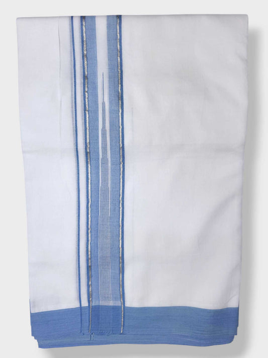 Pure White Cotton Men's Double Dhoti