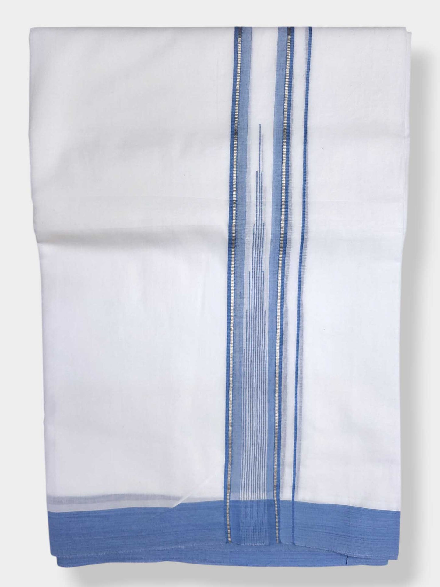 Pure White Cotton Men's Double Dhoti