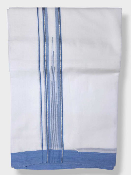 Pure White Cotton Men's Double Dhoti