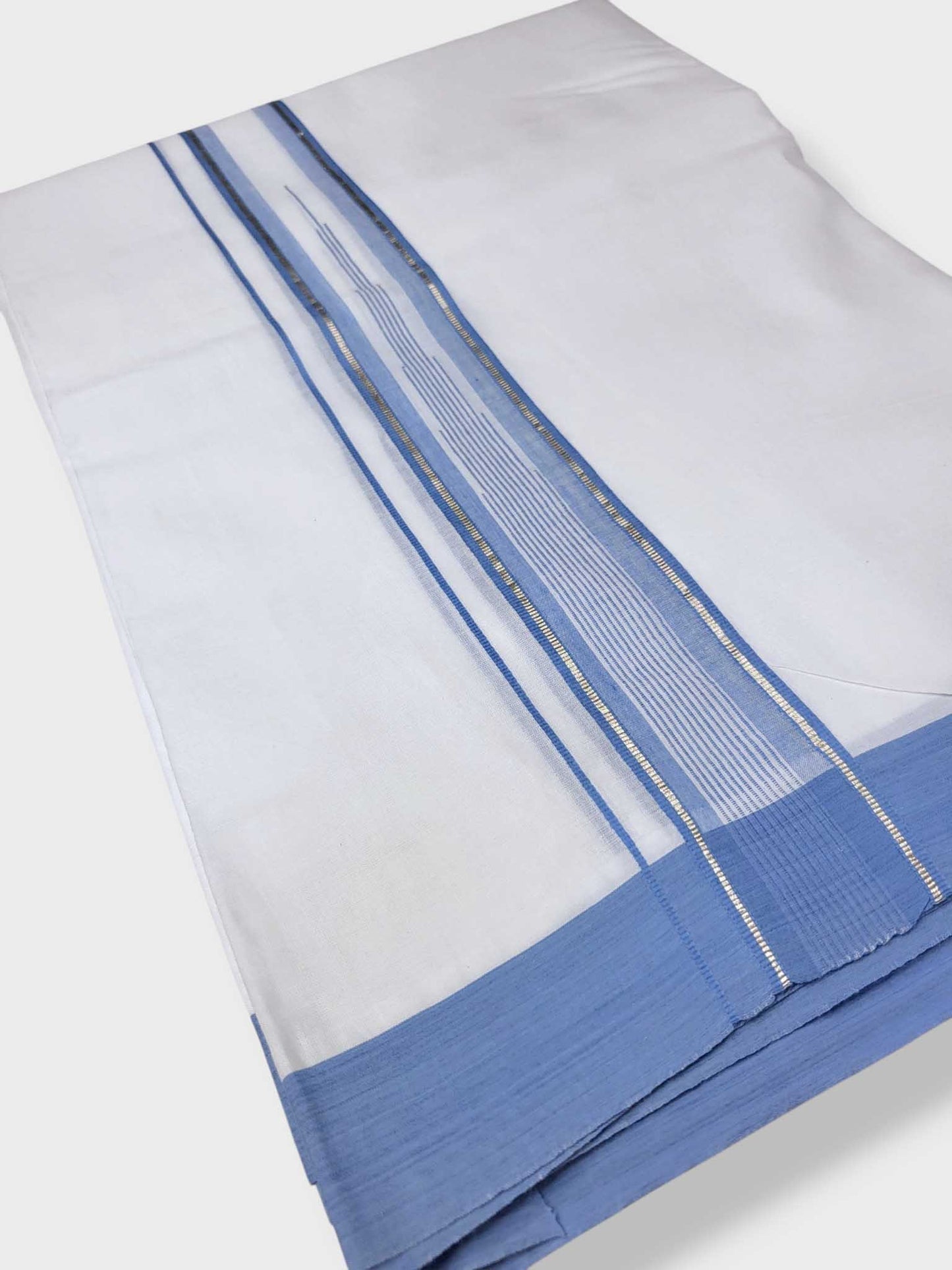Pure White Cotton Men's Double Dhoti