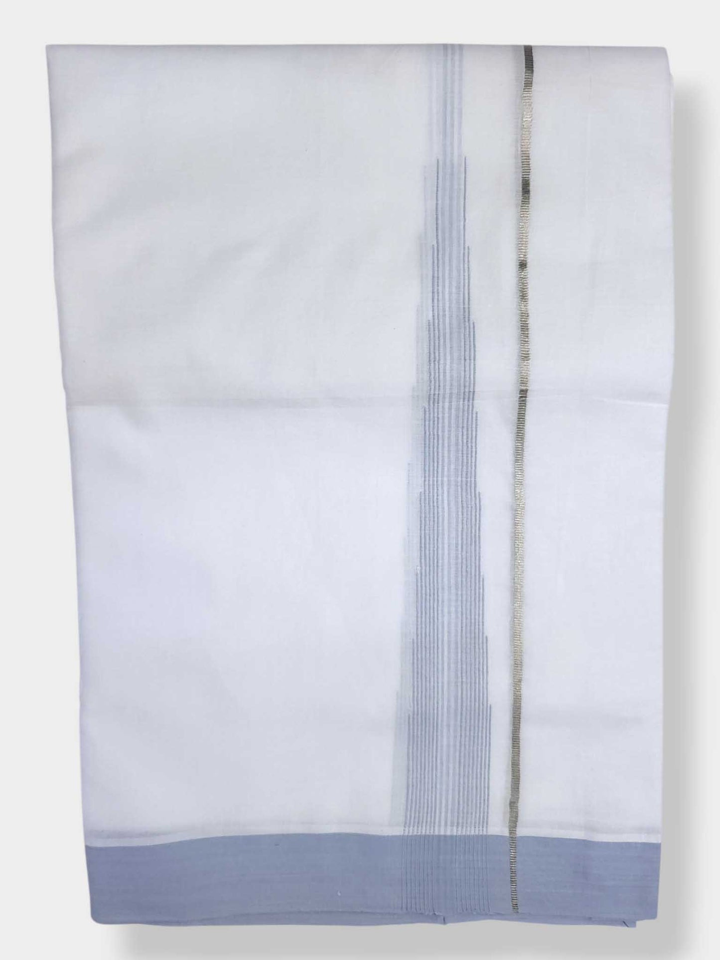 Pure White Cotton Men's Double Dhoti