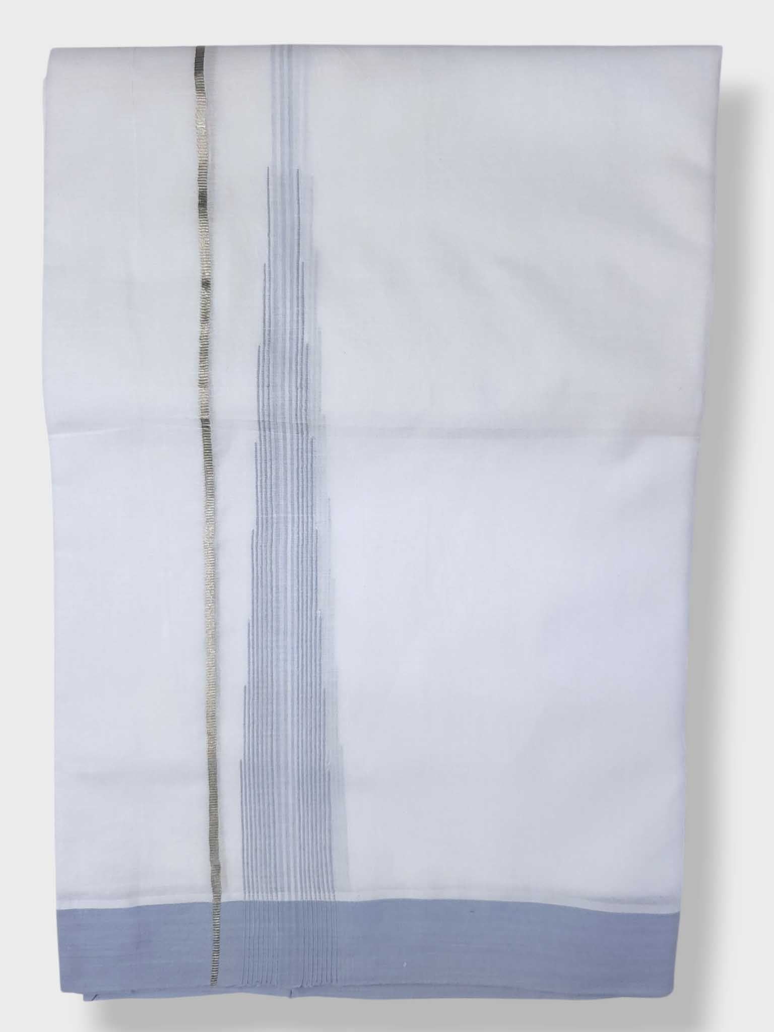 Pure White Cotton Men's Double Dhoti