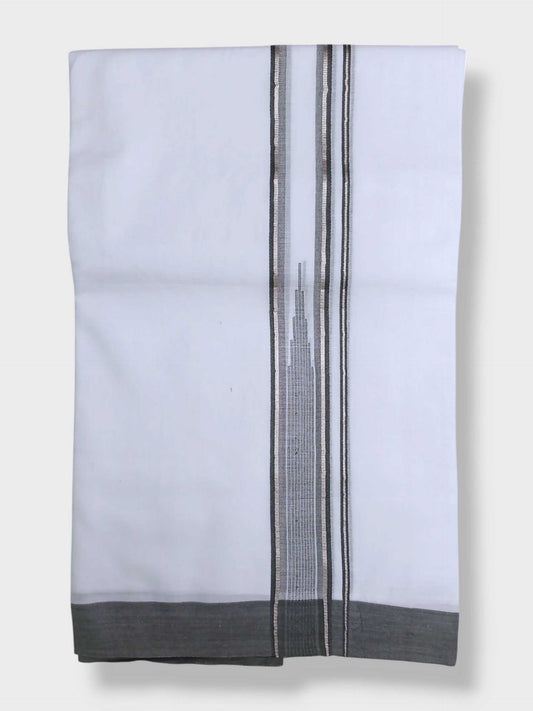 Pure White Cotton Men's Double Dhoti