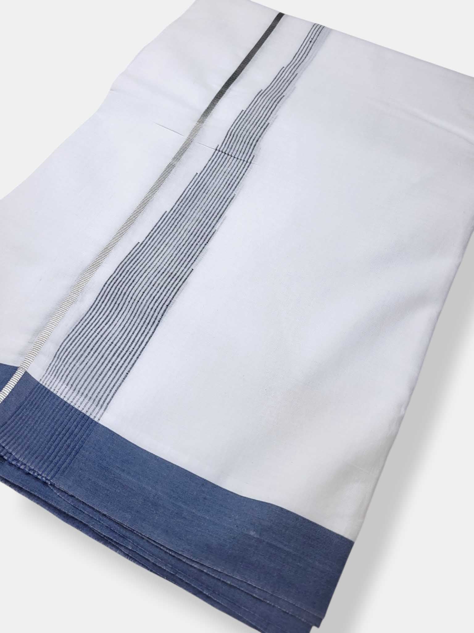 Pure White Cotton Men's Double Dhoti
