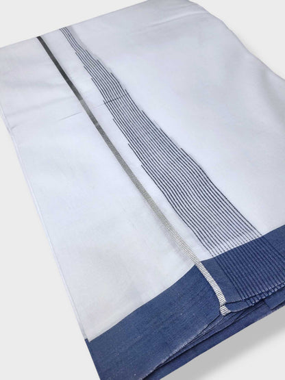 Pure White Cotton Men's Double Dhoti