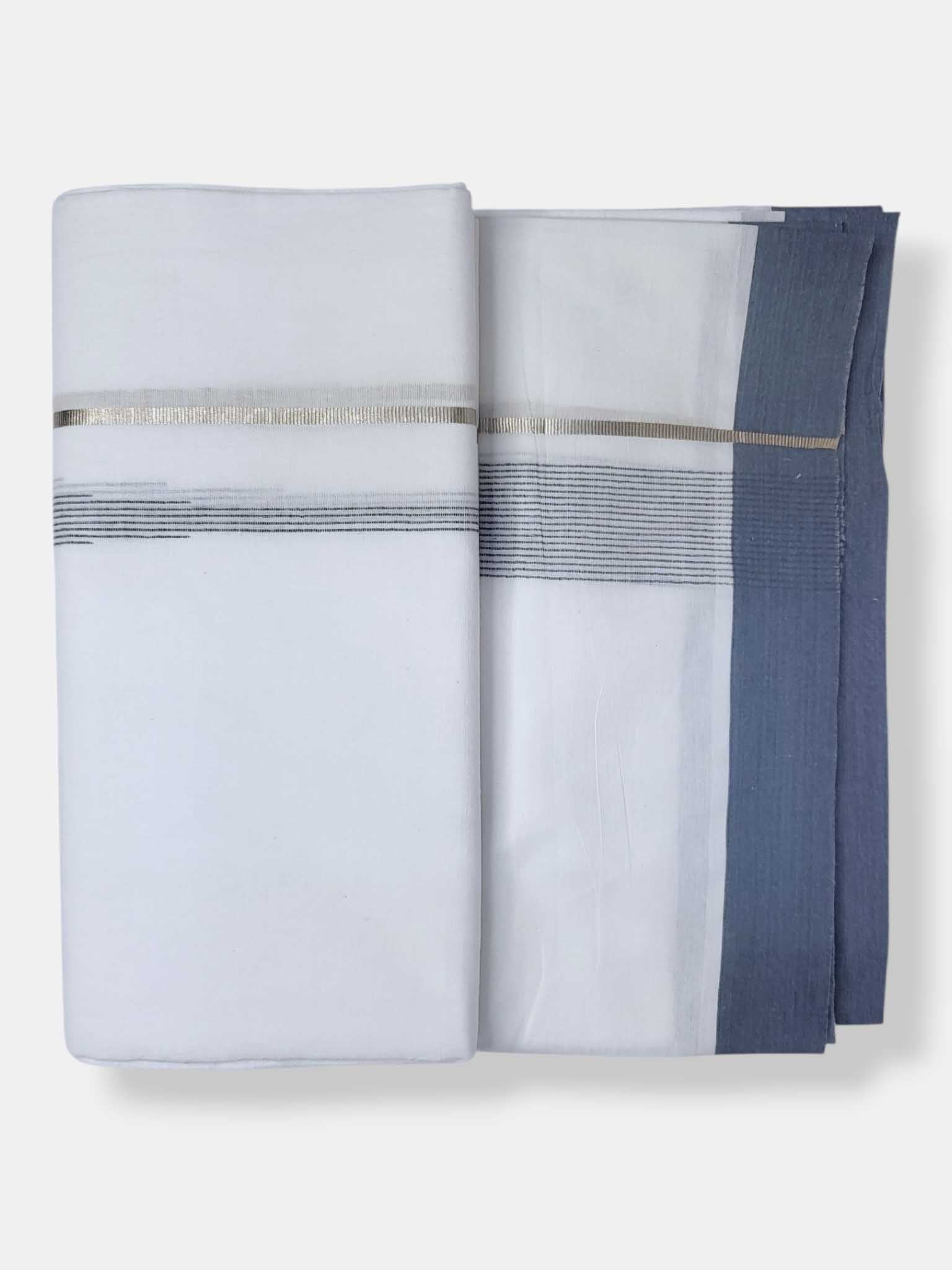 Pure White Cotton Men's Double Dhoti